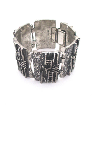 Robert Larin brutalist textured pewter wide link bracelet