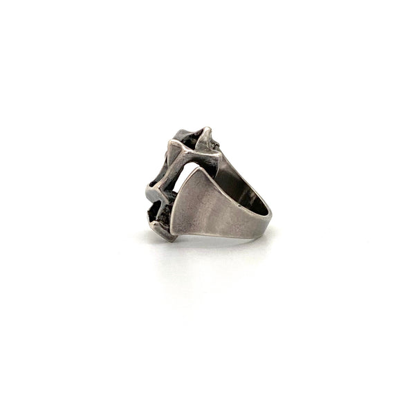 profile Uni David-Andersen Norway large vintage silver openwork ring Unn Tangerud Scandinavian Modernist jewelry design
