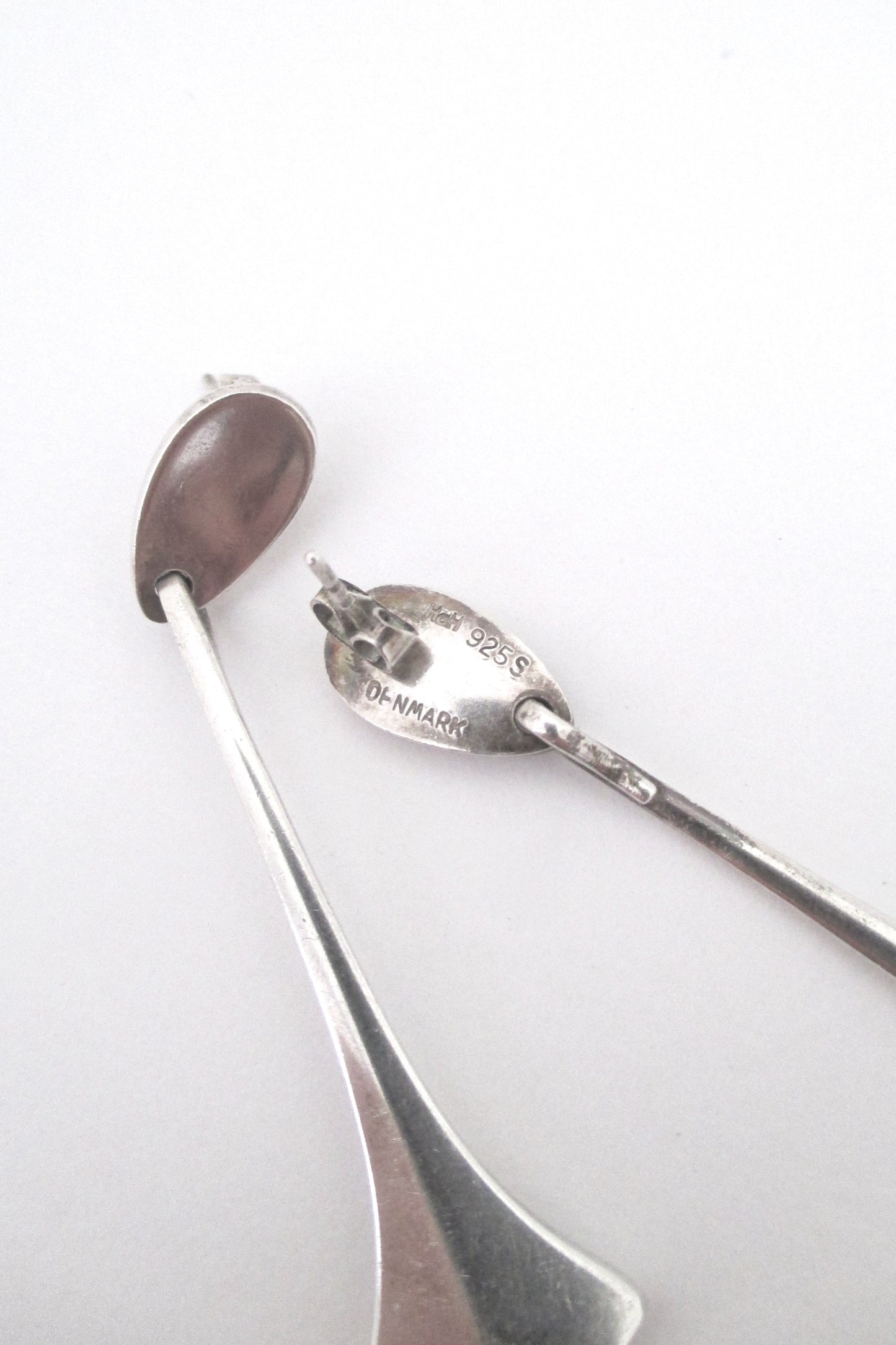 Hans Hansen long silver drop earrings