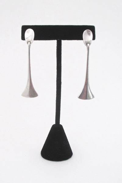 Hans Hansen long silver drop earrings