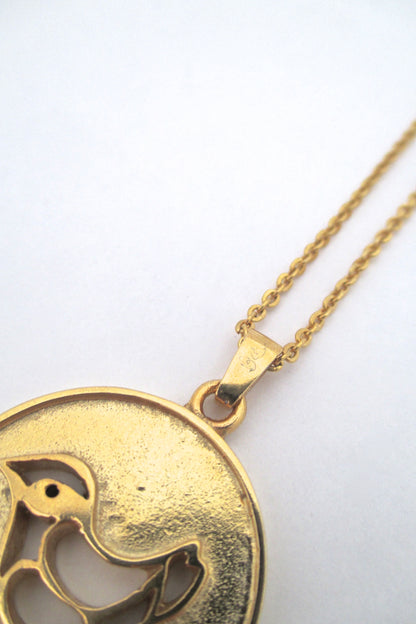 Bernard Chaudron 'songbird' resin enamel necklace - signed