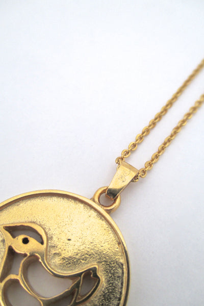 Bernard Chaudron 'songbird' resin enamel necklace - signed