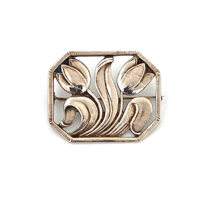 Carl Poul Petersen vintage silver tulips brooch