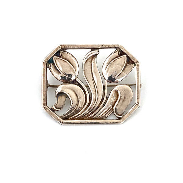 Carl Poul Petersen vintage silver tulips brooch