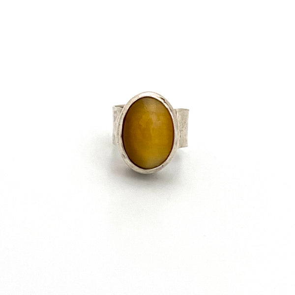 Rafael Canada sterling silver yellow cats eye ring