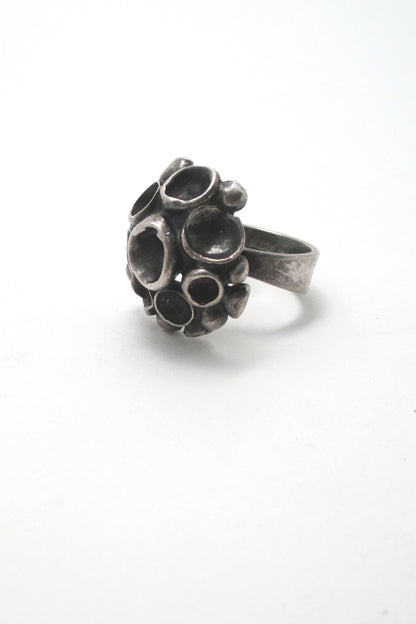 detail Owe Johansson Finland vintage brutalist silver large dome ring