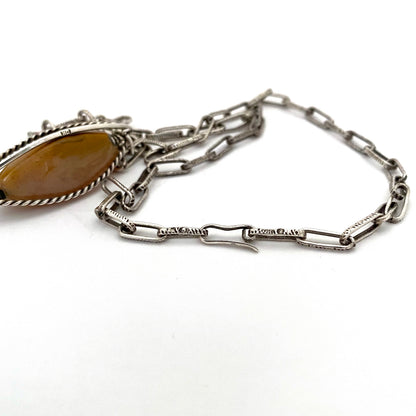 vintage silver & agate pendant necklace ~ ORNO