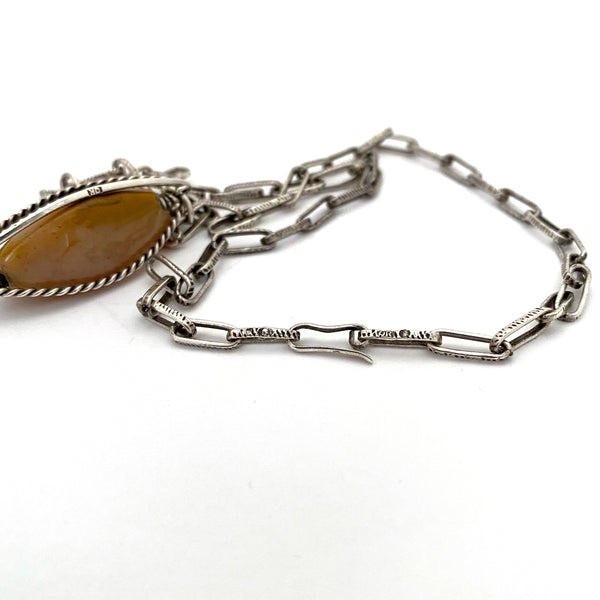 vintage silver & agate pendant necklace ~ ORNO
