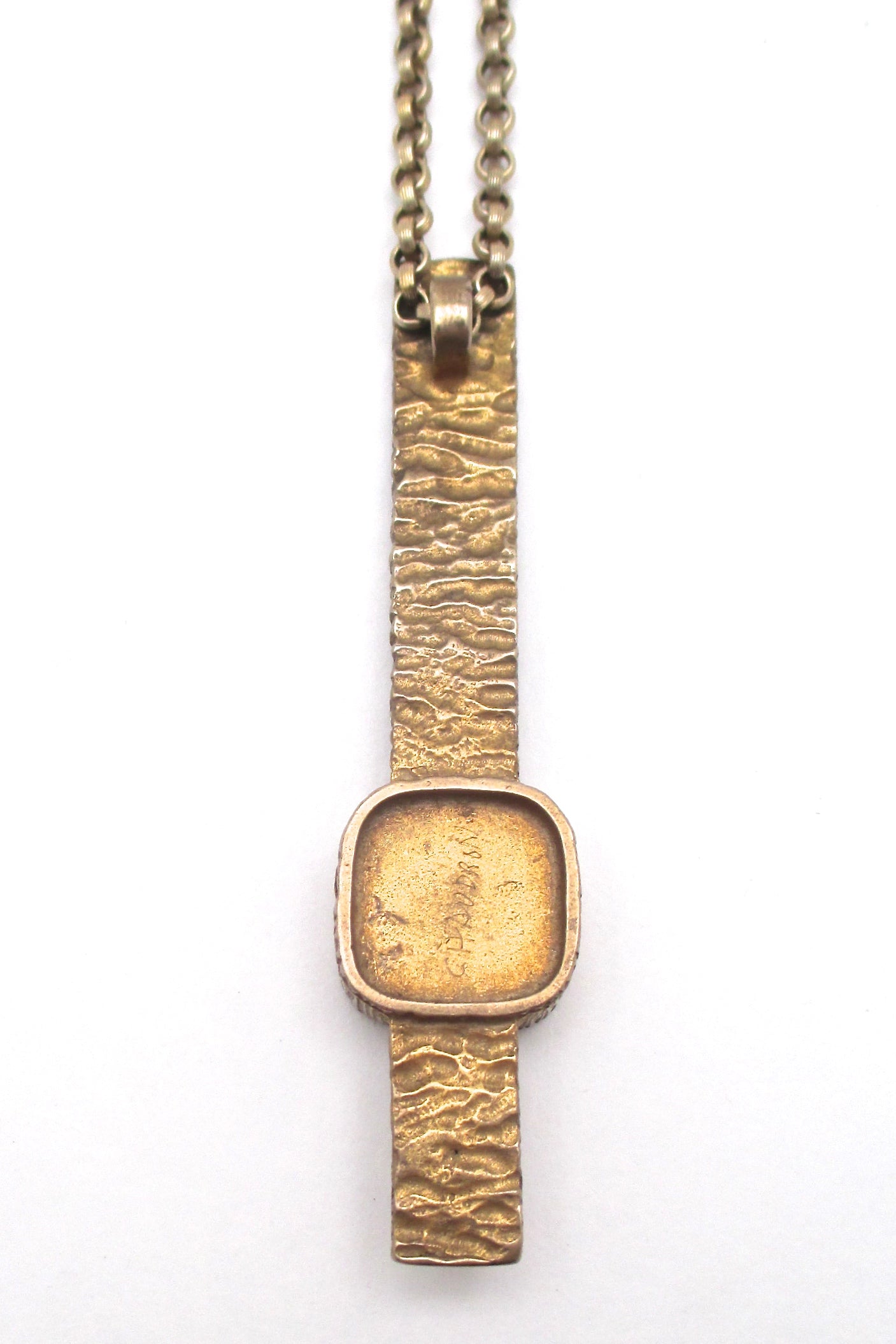 Bernard Chaudron long bronze pendant ~ black resin enamel