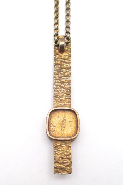Bernard Chaudron long bronze pendant ~ black resin enamel