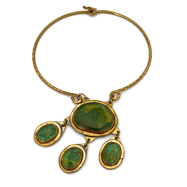 Rafael Canada large multi stone kinetic necklace ~ mottled clear green