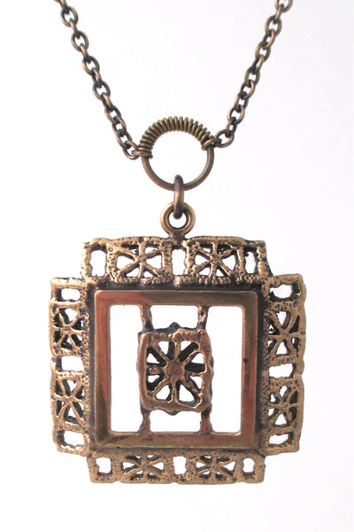 detail Pentti Sarpaneva Finland vintage bronze Pitsi necklace Scandinavian Modernist jewelry design