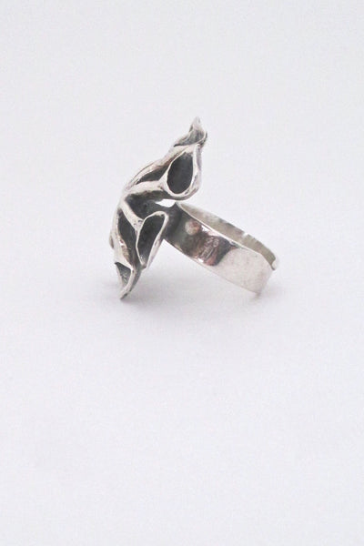 profile Hannu Ikonen Finland vintage silver large reindeer moss ring 1973