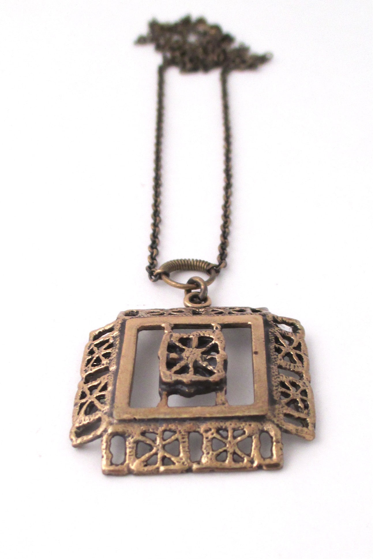 profile Pentti Sarpaneva Finland vintage bronze Pitsi necklace Scandinavian Modernist jewelry design