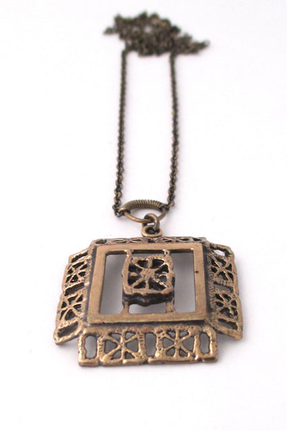 profile Pentti Sarpaneva Finland vintage bronze Pitsi necklace Scandinavian Modernist jewelry design