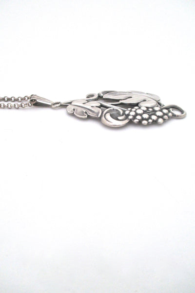 profile Carl M Cohr Denmark vintage 830 silver large leaves and berries pendant necklace