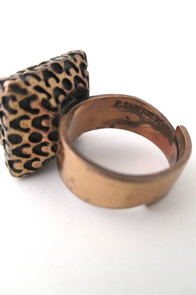 Pentti Sarpaneva large square bronze ring