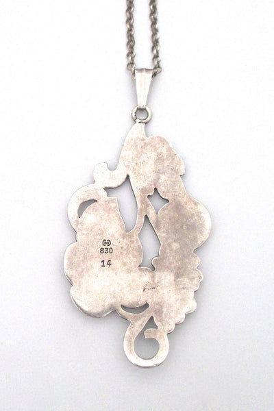 Carl M Cohr large silver 'leaves & berries' pendant necklace