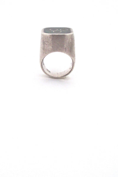 profile Bernard CHhudron Canada vintage heavy sterling silver resin enamel Modernist ring rare