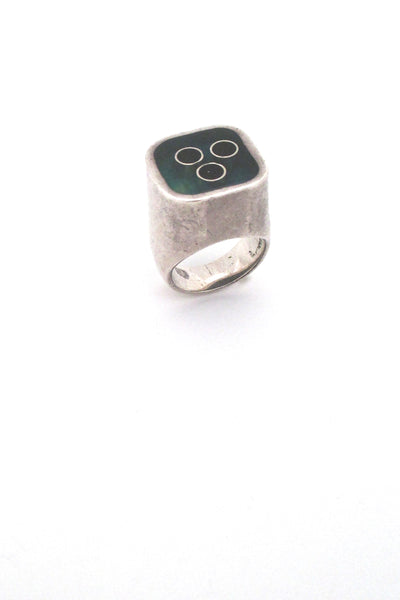 Bernard Chaudron heavy sterling silver & resin enamel ring ~ rare