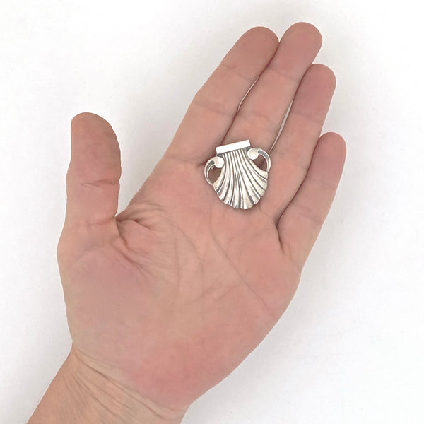 scale Georg Jensen Denmark vintage silver shell brooch 246 Georg Jensen design