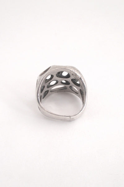 Henry Steig cast silver pierced sculptural ring