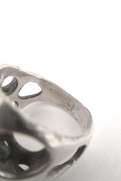 Henry Steig cast silver pierced sculptural ring