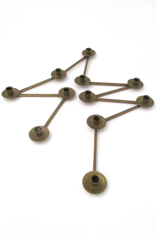 vintage made in Sweden modernist expanding candle holder in solid brass after the style of Carl Aubock
