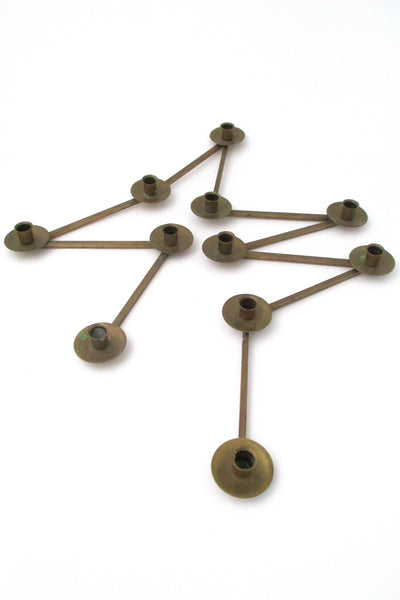 vintage made in Sweden modernist expanding candle holder in solid brass after the style of Carl Aubock