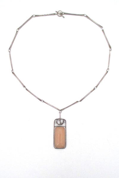 vintage Modernist studio made silver & rose quartz necklace