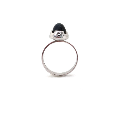 profile Martti Viikinniemi Finland vintage silver and falcon eye stone ring Scandinavian Modernist jewelry design