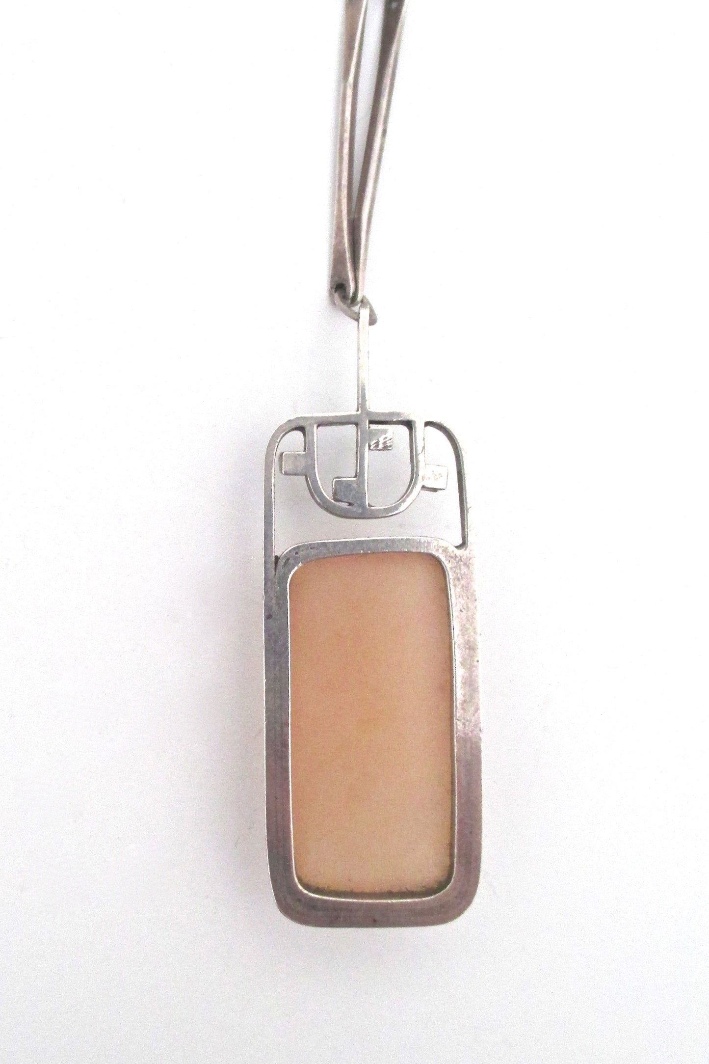 vintage Modernist studio made silver & rose quartz necklace