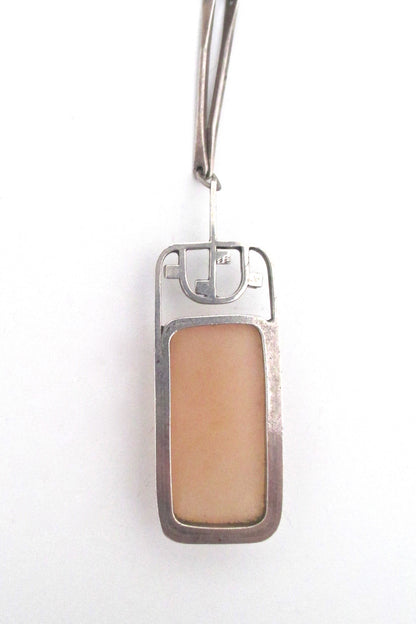 vintage Modernist studio made silver & rose quartz necklace