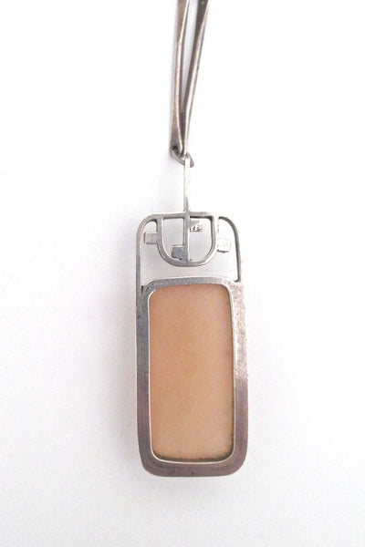 vintage Modernist studio made silver & rose quartz necklace