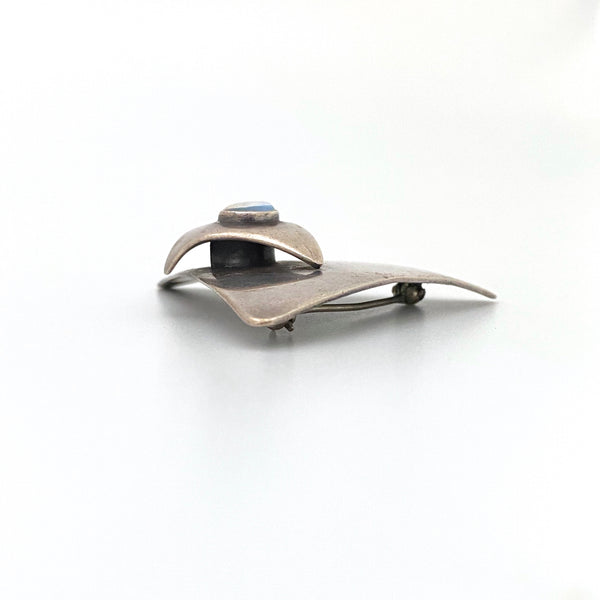 Sam Kramer layered silver & moonstone brooch