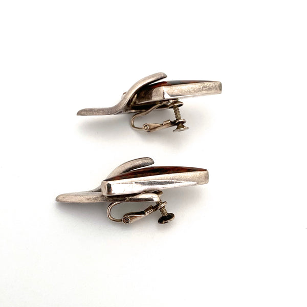 profile Sigi Pineda Taxco Mexico vintage silver jasper earrings Modernist jewelry design