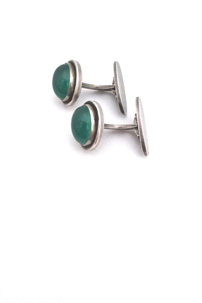 profile Georg Jensen Denmark vintage silver and chrysoprase cufflinks 44B by Harald Nielsen