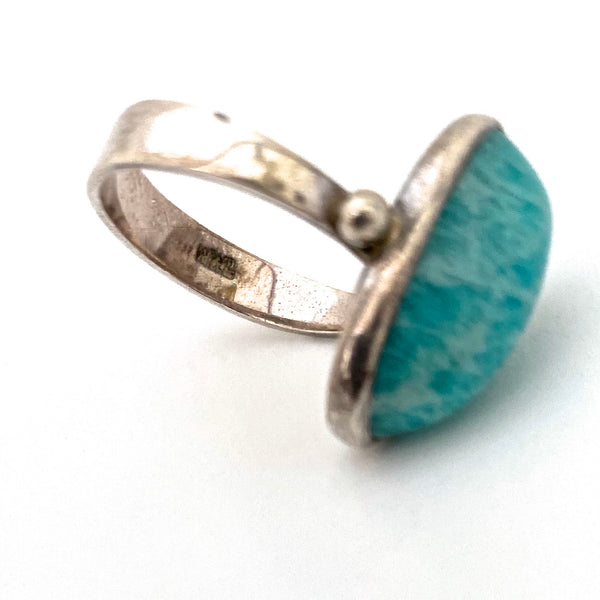 vintage silver & amazonite Modernist ring
