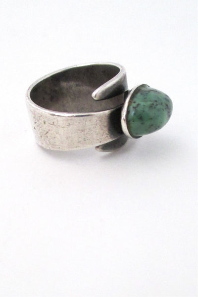 David-Andersen Norway vintage modernist silver amazonite wrap ring