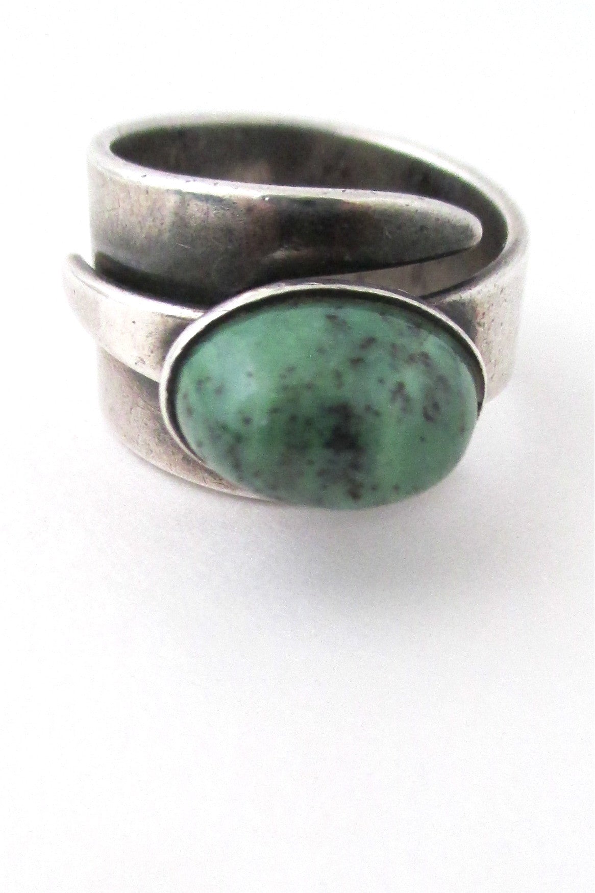 David-Andersen Norway vintage modernist silver amazonite wrap ring