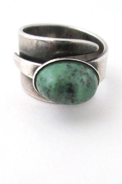 David-Andersen Norway vintage modernist silver amazonite wrap ring