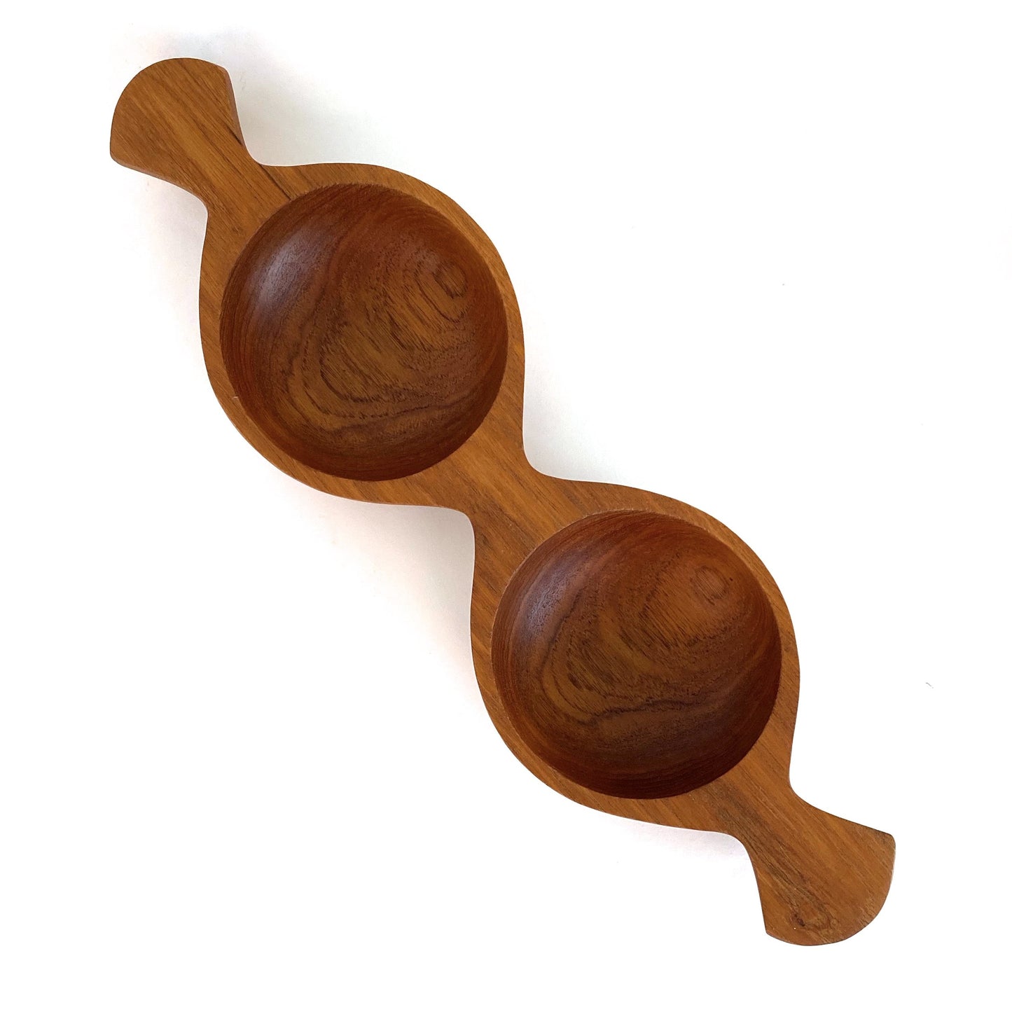 vintage teak double serving dish