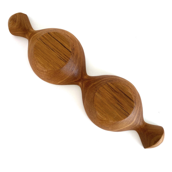 vintage teak double serving dish