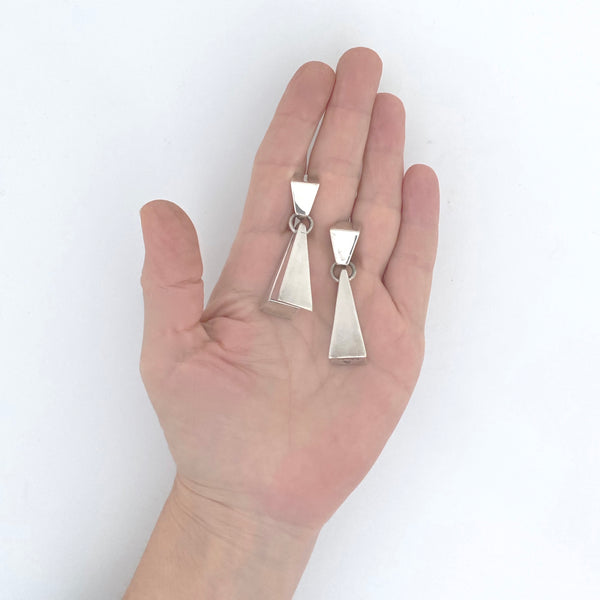 scale Salvador Teran Mexico silver drop earrings Modernist jewelry design