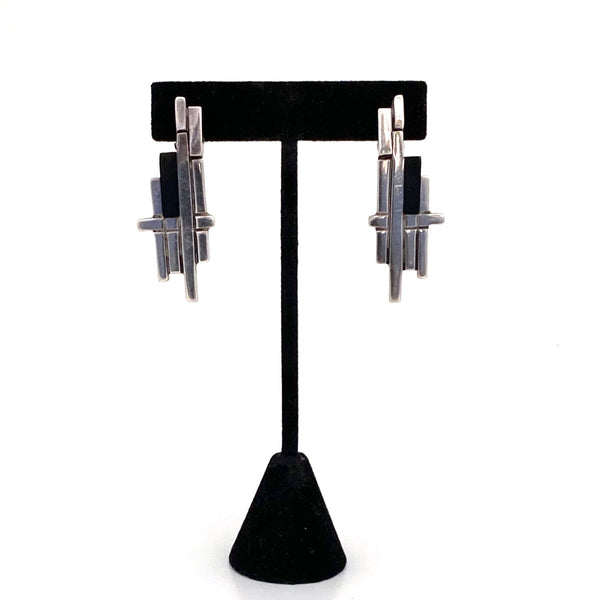 Antonio Pineda articulated silver & onyx earrings