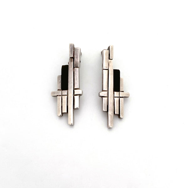 Antonio Pineda articulated silver & onyx earrings