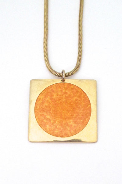detail de Passille Sylvestre Canada vintage mid century big orange dot pendant necklace
