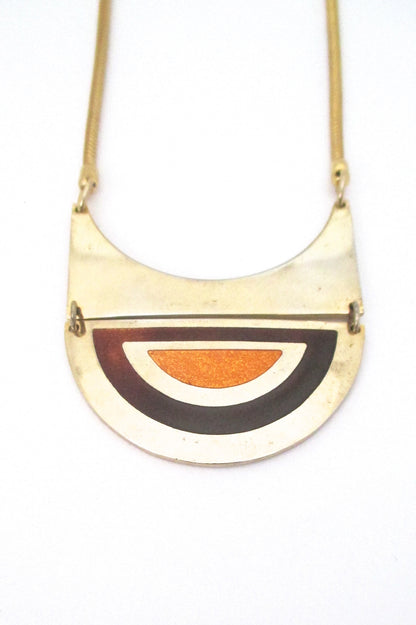 detail de Passille Sylvestre Canada vintage mid century enamel kinetic pendant necklace