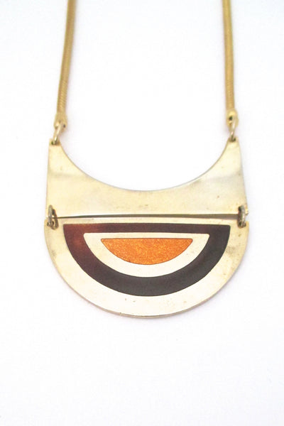 detail de Passille Sylvestre Canada vintage mid century enamel kinetic pendant necklace