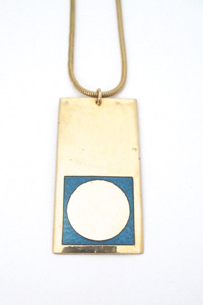 detail de Passille Sylvestre Canada mid century large gold dot turquoise enamel necklace